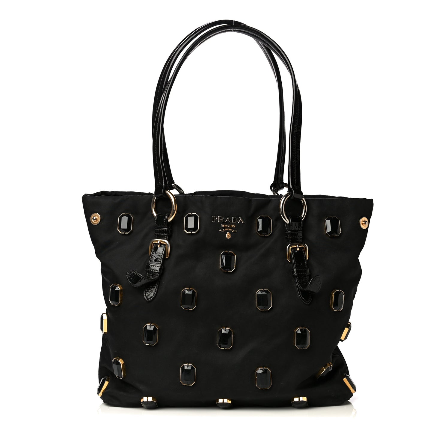 Tessuto Nylon Pietre Jeweled Tote Black