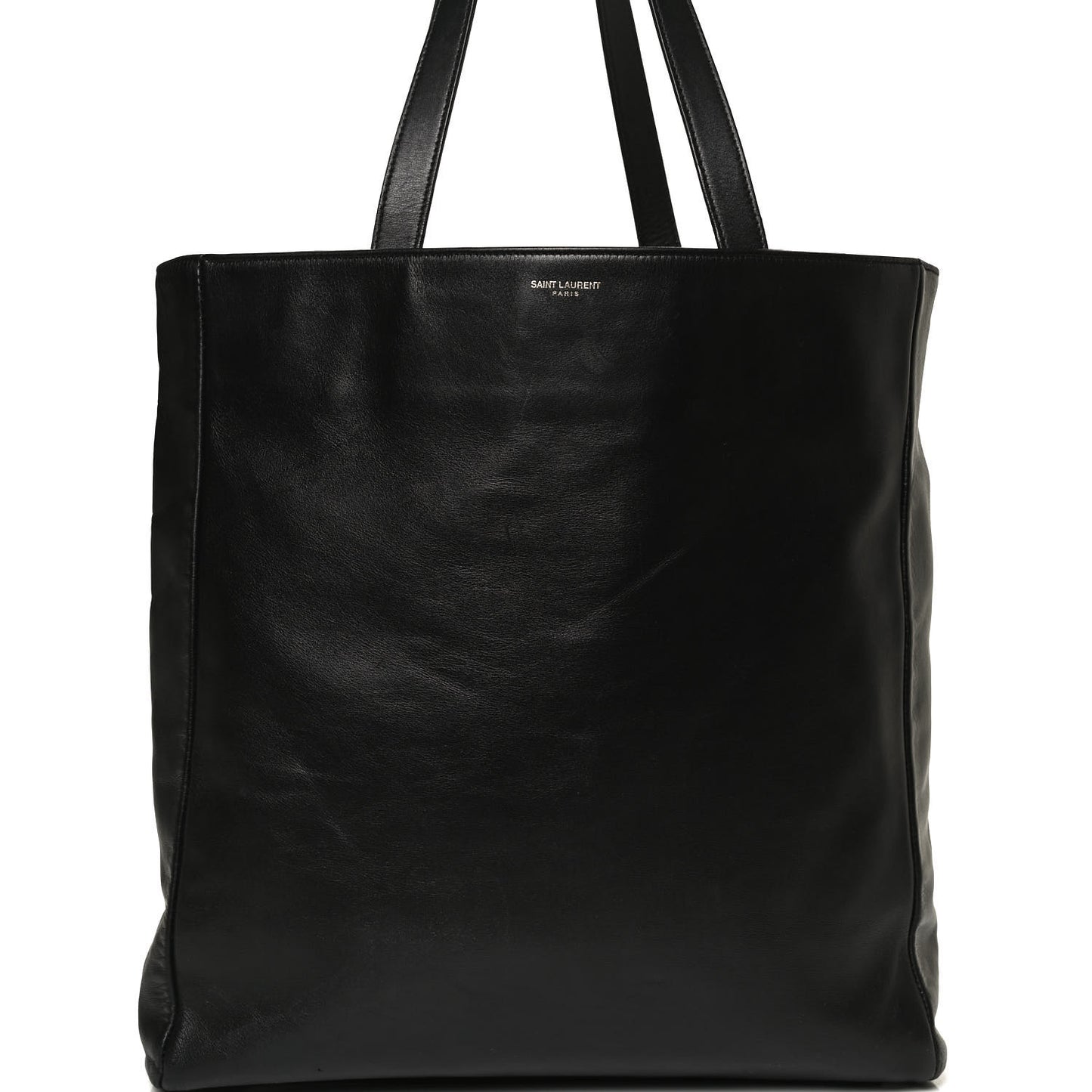 Calfskin Canvas North South Reversible Shopping Tote Black