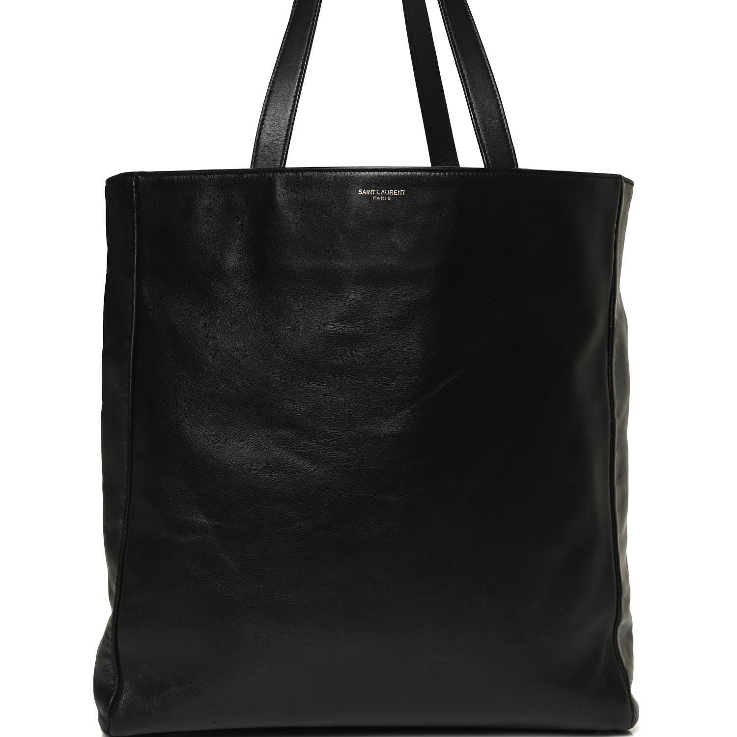 Saint Laurent Calfskin Canvas North South Reversible Shopping Tote Black 11 of 15
