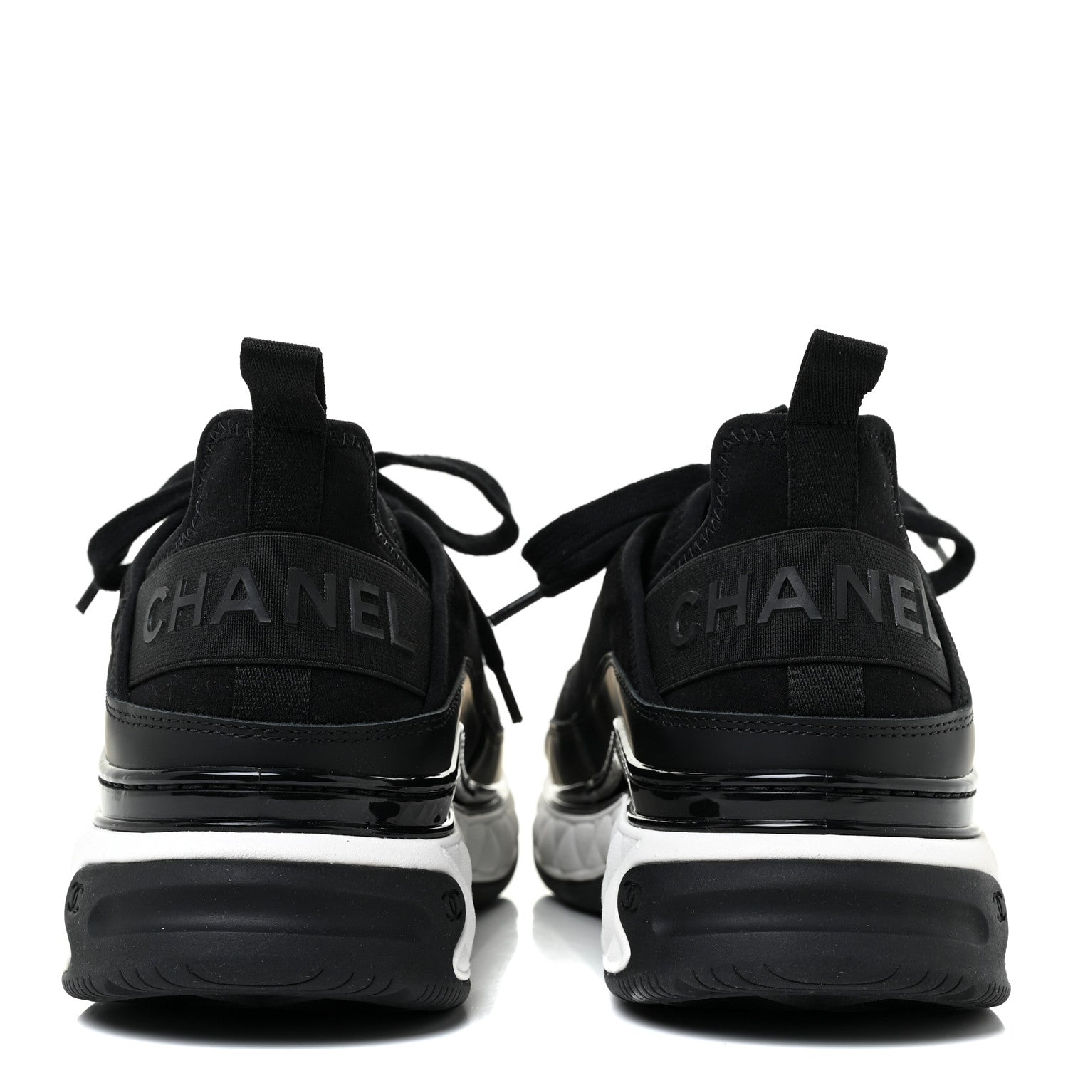 Chanel Velvet Calfskin Mixed Fibers CC Sneakers 40.5 Black 4 of 9