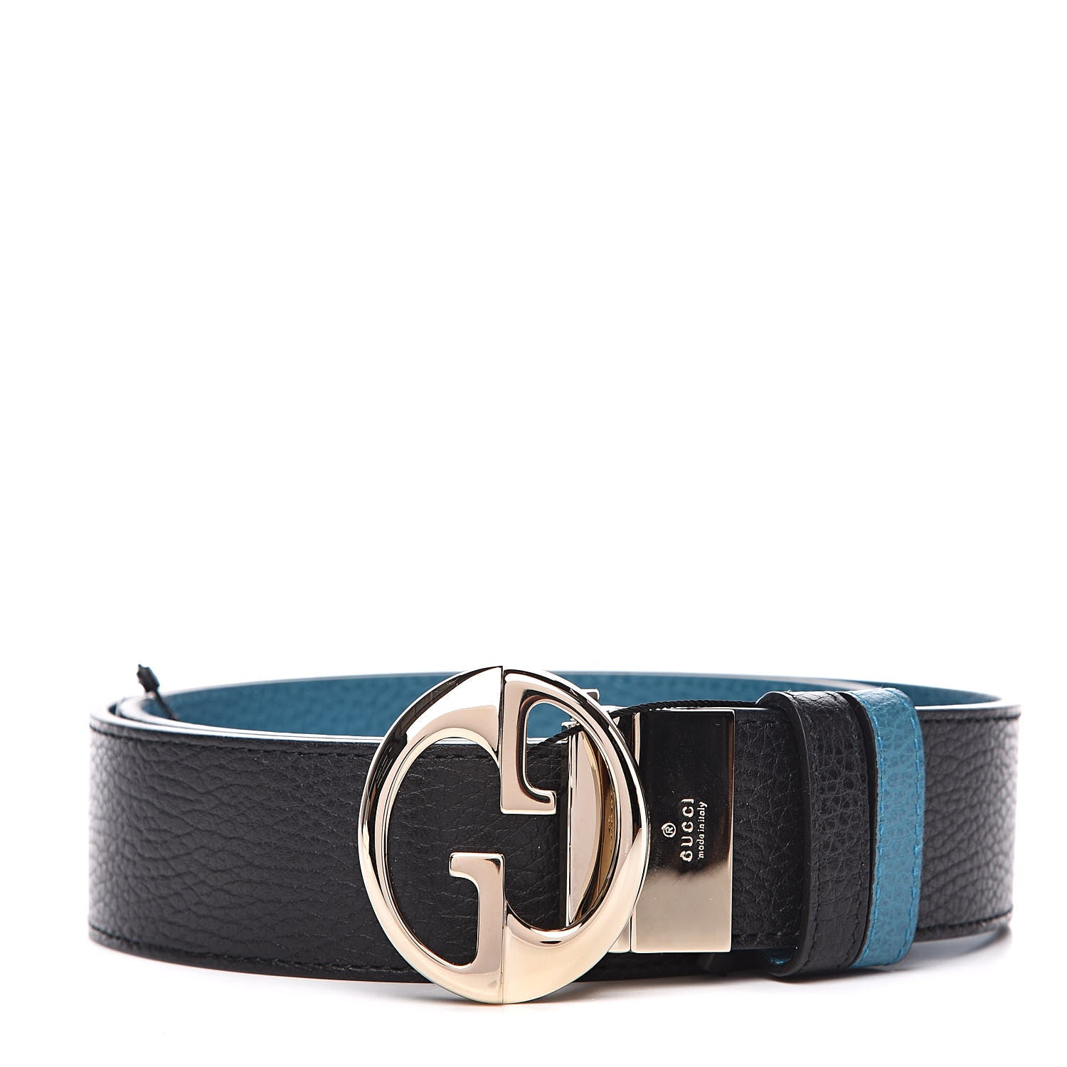Gucci Dollar Calfskin 1973 Reversible Belt 90 36 Black Deep Cobalt 1 of 7