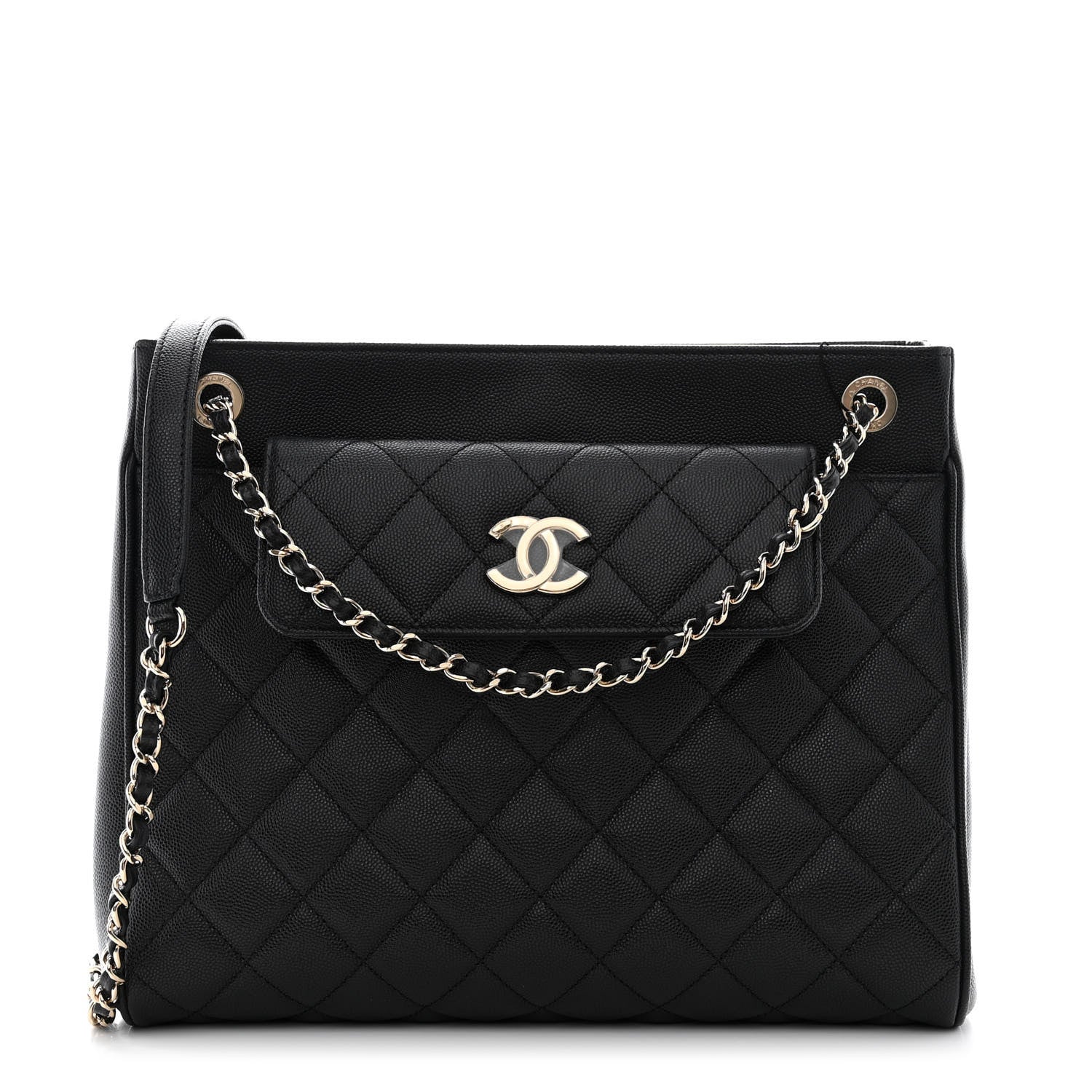 Chanel Caviar Quilted In Out Flap Shopping Tote Black 1 of 12