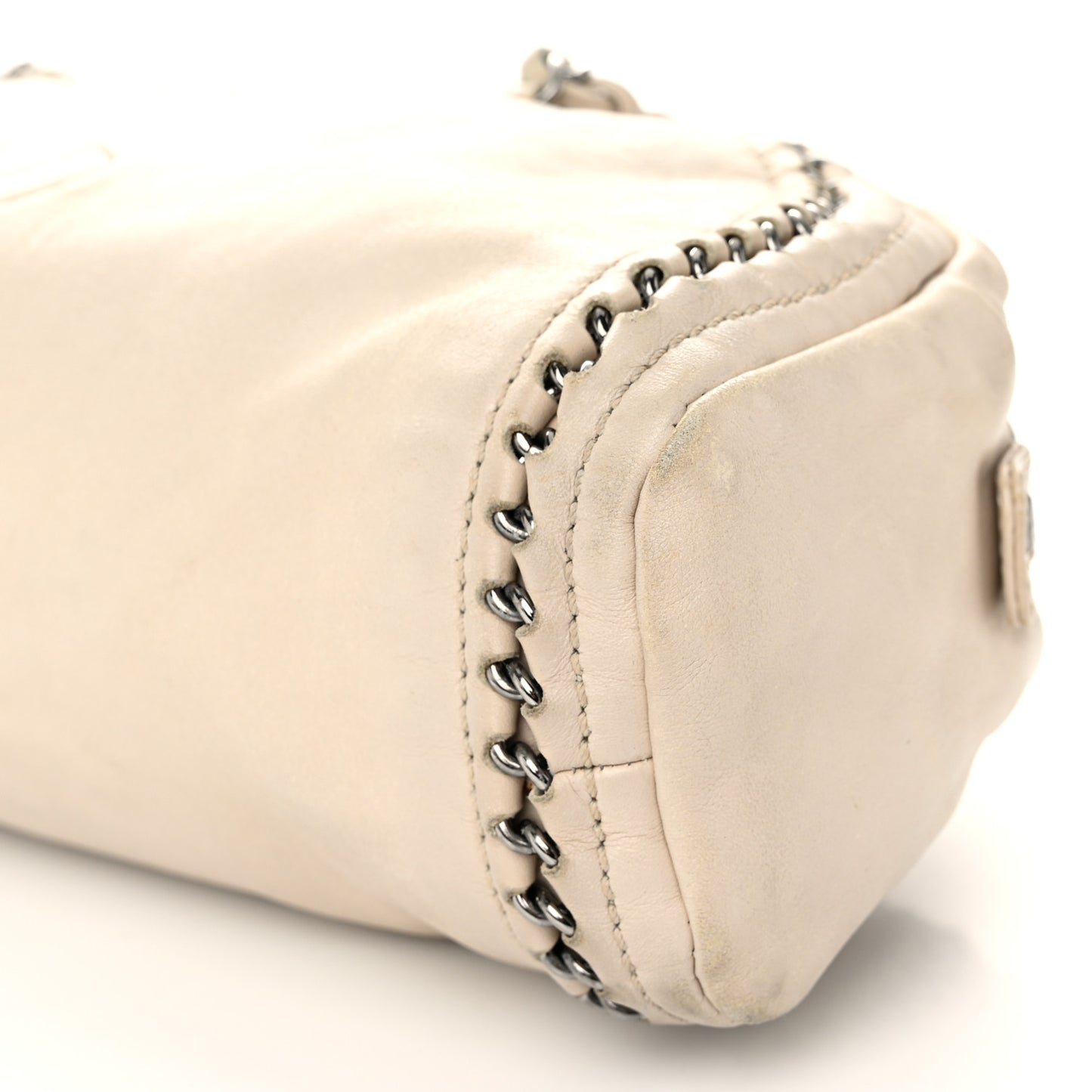 Goatskin Medium Luxe Ligne Bowler Beige