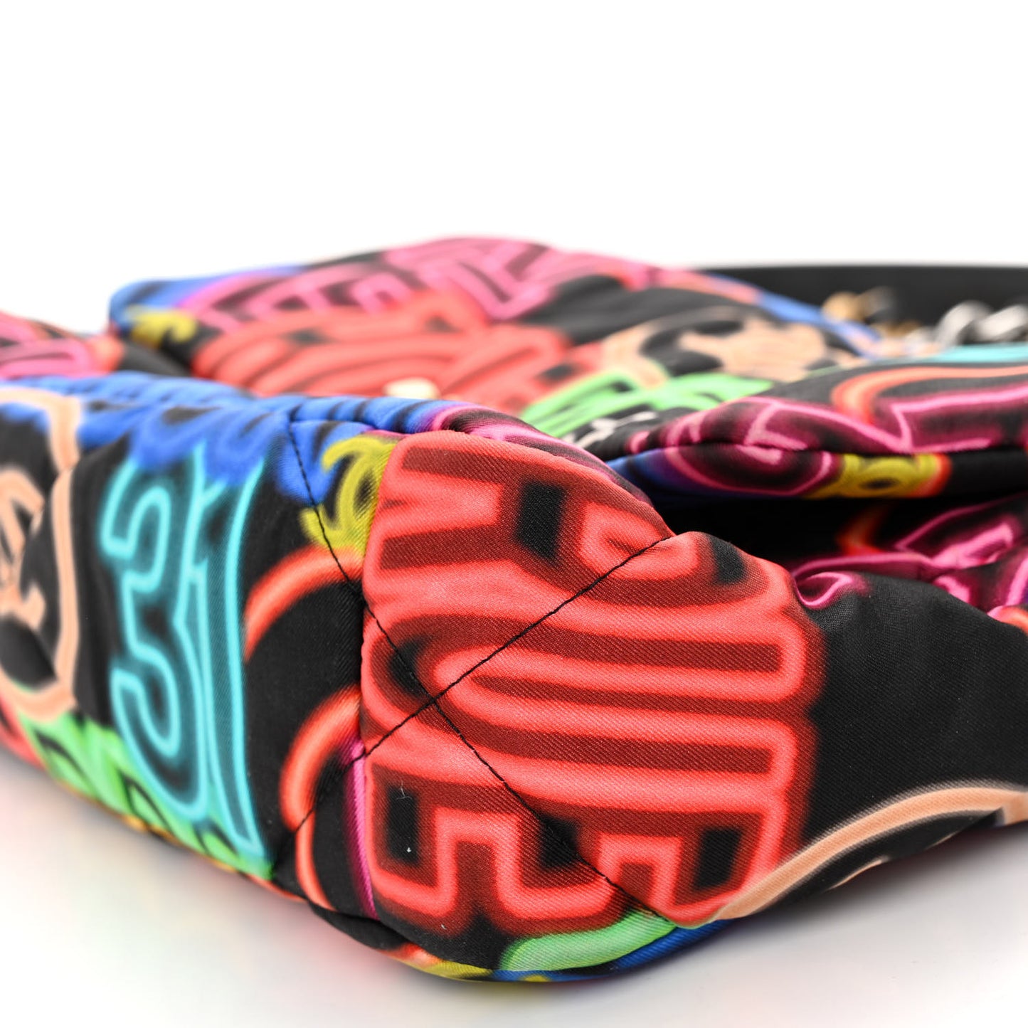 Fabric Printed Medium 19 Flap Black Multicolor