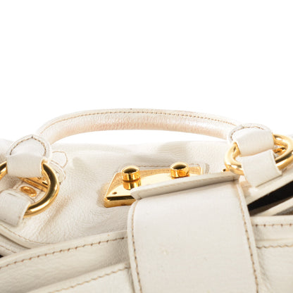 Miu Miu Goatskin Madras Top Handle Tote Bianco 4 of 22