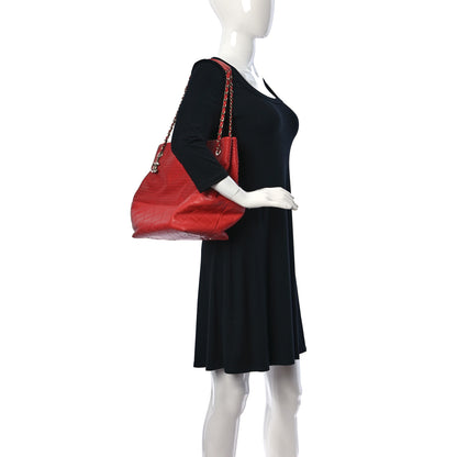 Chanel Calfskin Perforated Up In The Air North South Tote Red 2 of 10