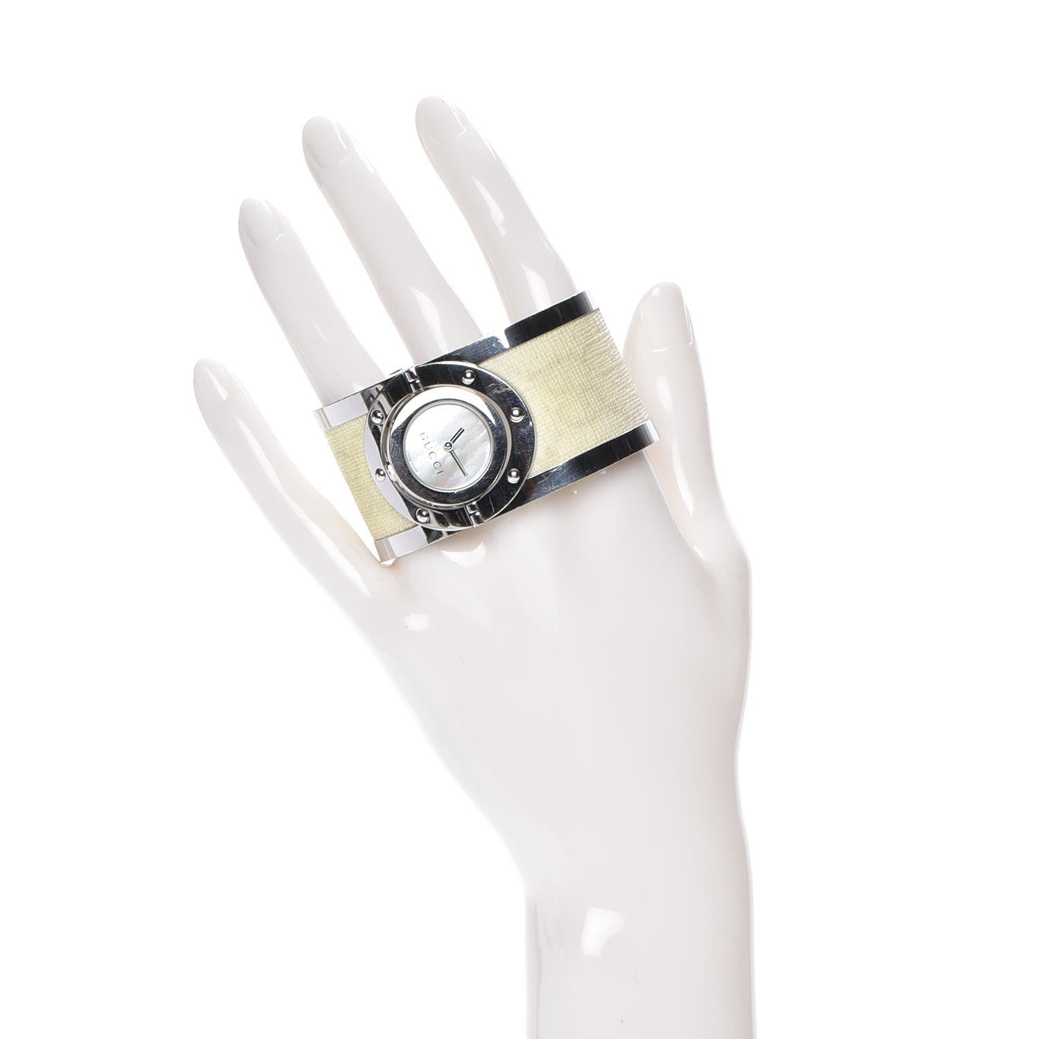 Gucci Stainless Steel Canvas Mother of Pearl 33mm Twirl Quartz Watch 2 of 11