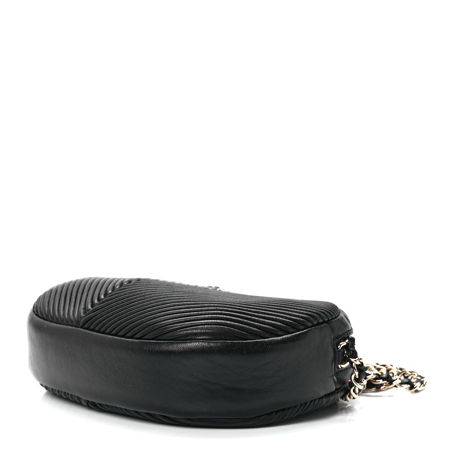 Chanel Lambskin Chevron Quilted Small Pleated Crush Camera Case Black 8 of 10