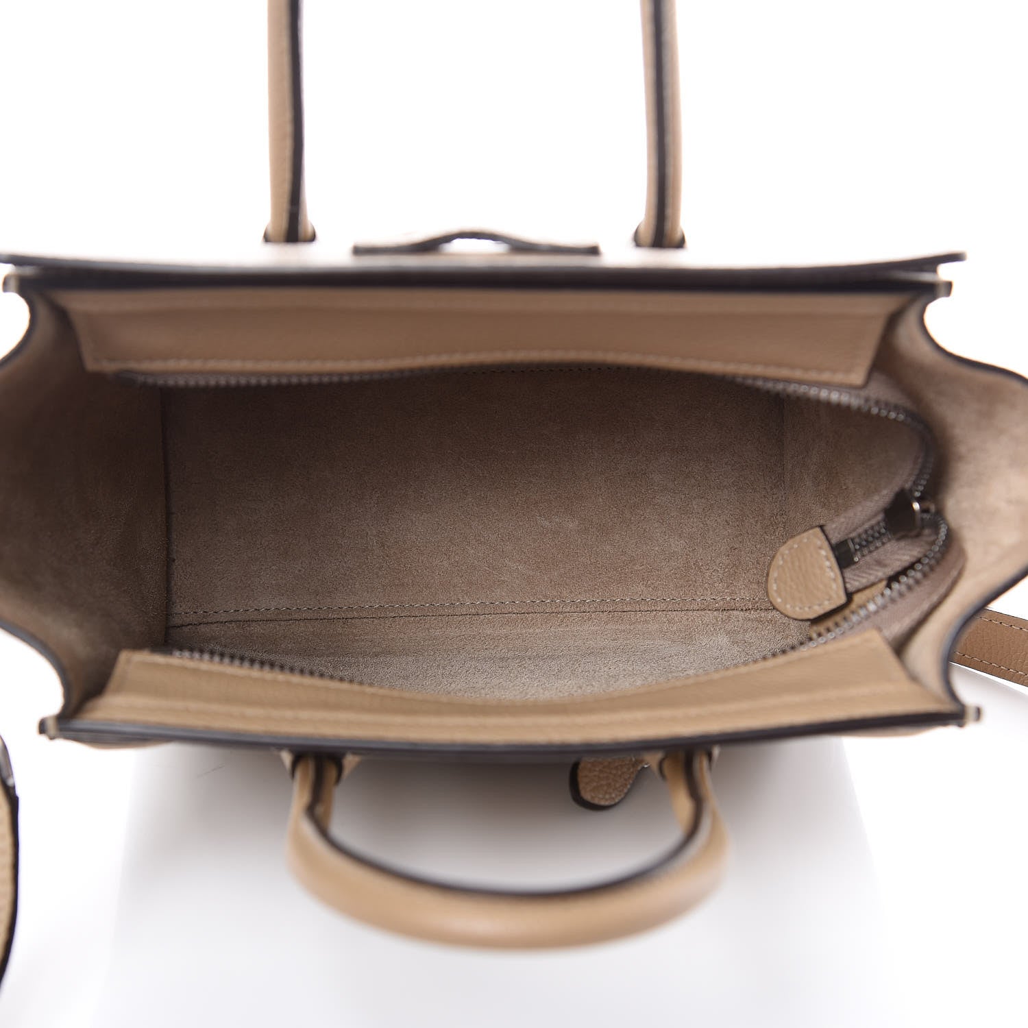 Celine Drummed Calfskin Nano Luggage Dune 5 of 8
