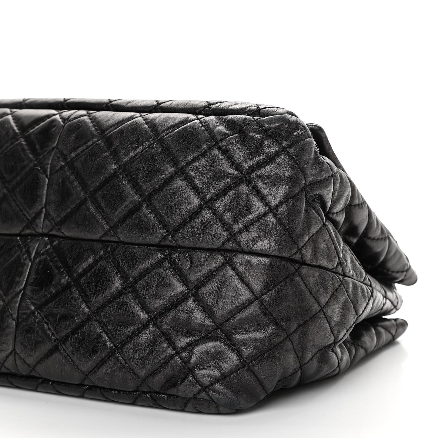 Metallic Aged Calfskin Quilted Reissue 2.55 Accordion Flap Black
