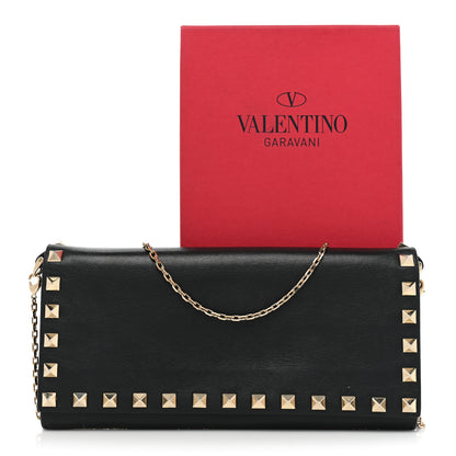 Valentino Garavani Vitello Rockstud Flap Wallet on Chain Black 27 of 27