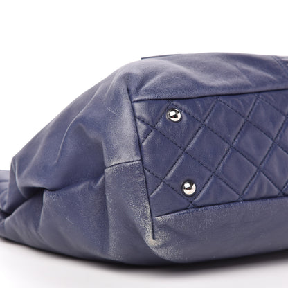 Chanel Calfskin Large Trianon Tote Navy Blue 6 of 10