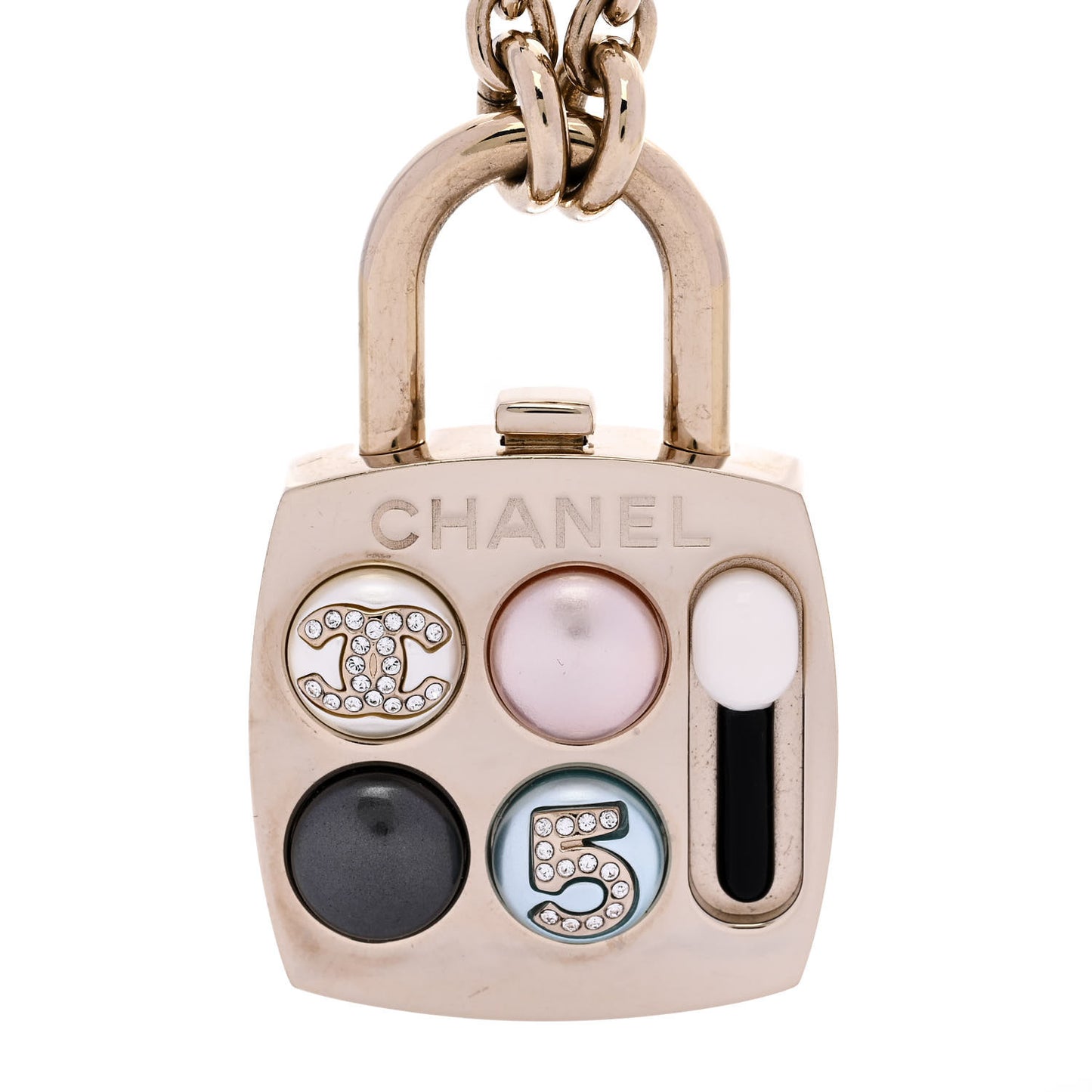 Pearl Resin Crystal CC No 5 Eyeshadow Pendant Necklace Multicolor