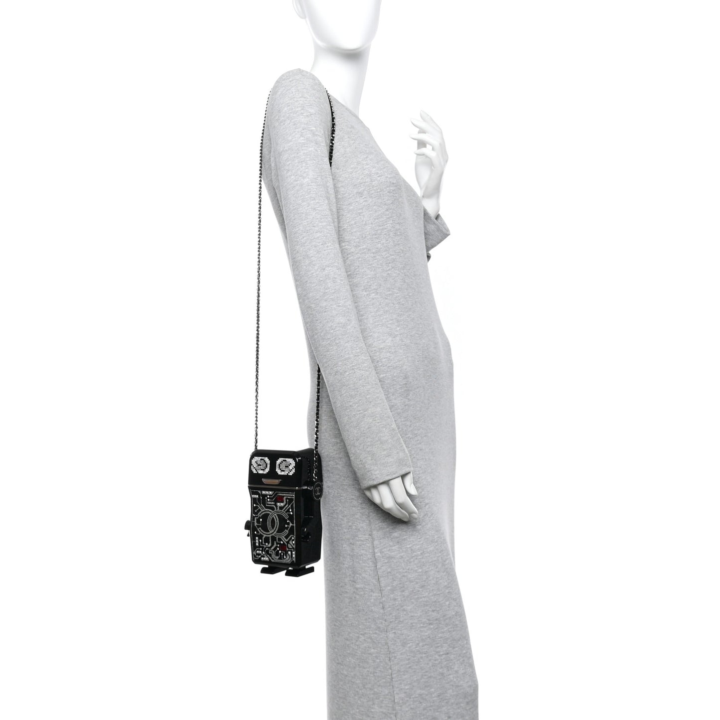 Plexiglass Crystal Robot Minaudiere Clutch Black