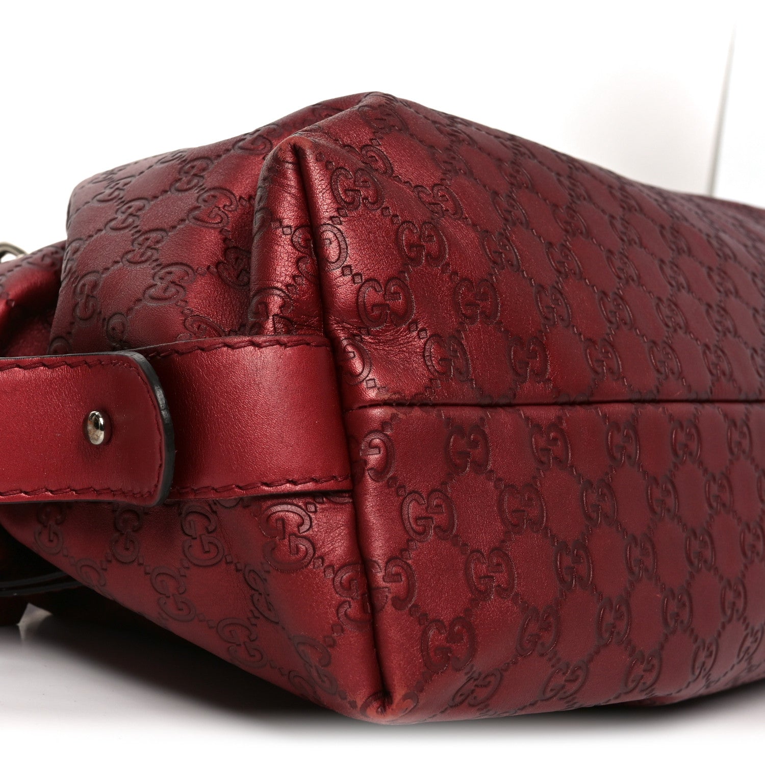 Gucci Metallic Guccissima Medium Bamboo Bar Tote Red 9 of 10