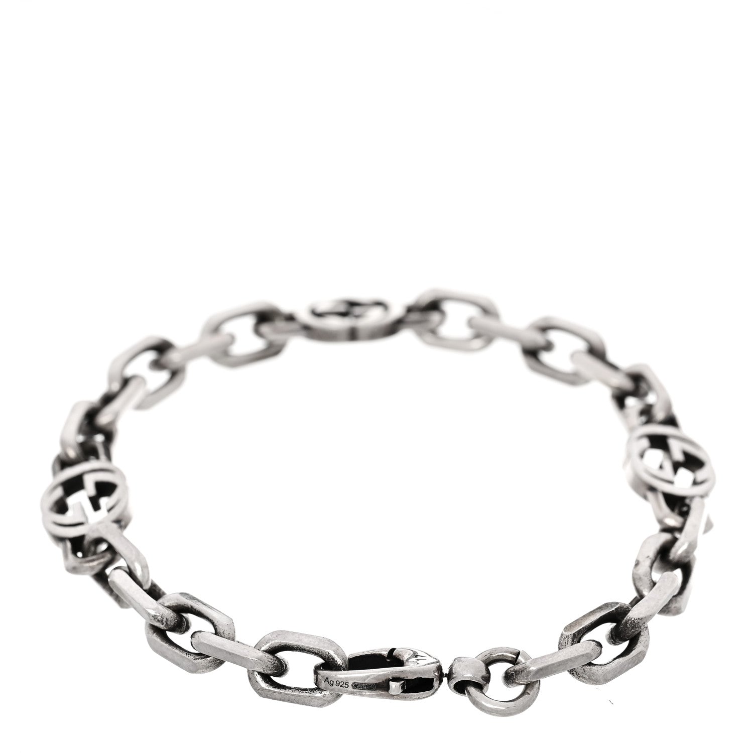 Gucci Sterling Silver Narrow Interlocking G Link Bracelet 2 of 5