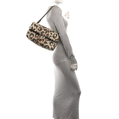 Chanel Tweed Mixed Fibers Leopard Print Small Souplissimo Maxi Flap Brown Black White 2 of 11