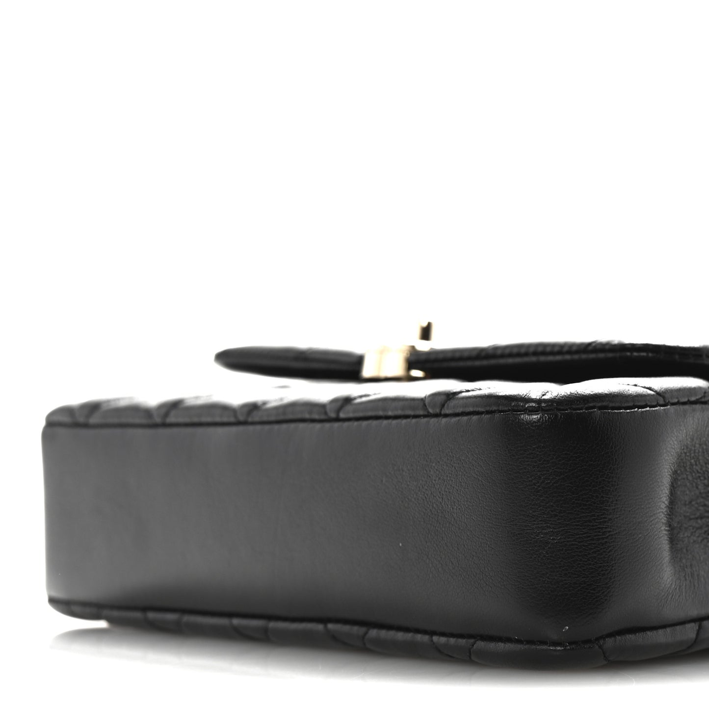 Lambskin Quilted Rectangular Phone Holder Clutch With Chain Black