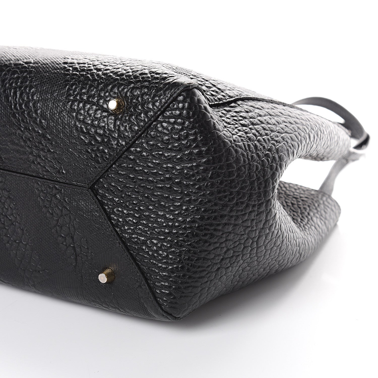 Burberry Signature Grain Calfskin Check Embossed Small Canterbury Tote Black 8 of 8
