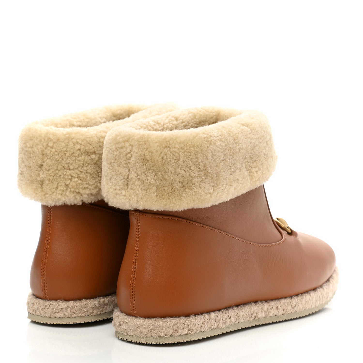 Gucci Calfskin Wool Womens Fria Horsebit Ankle Boots 39 New Caramel Butterscotch 4 of 7