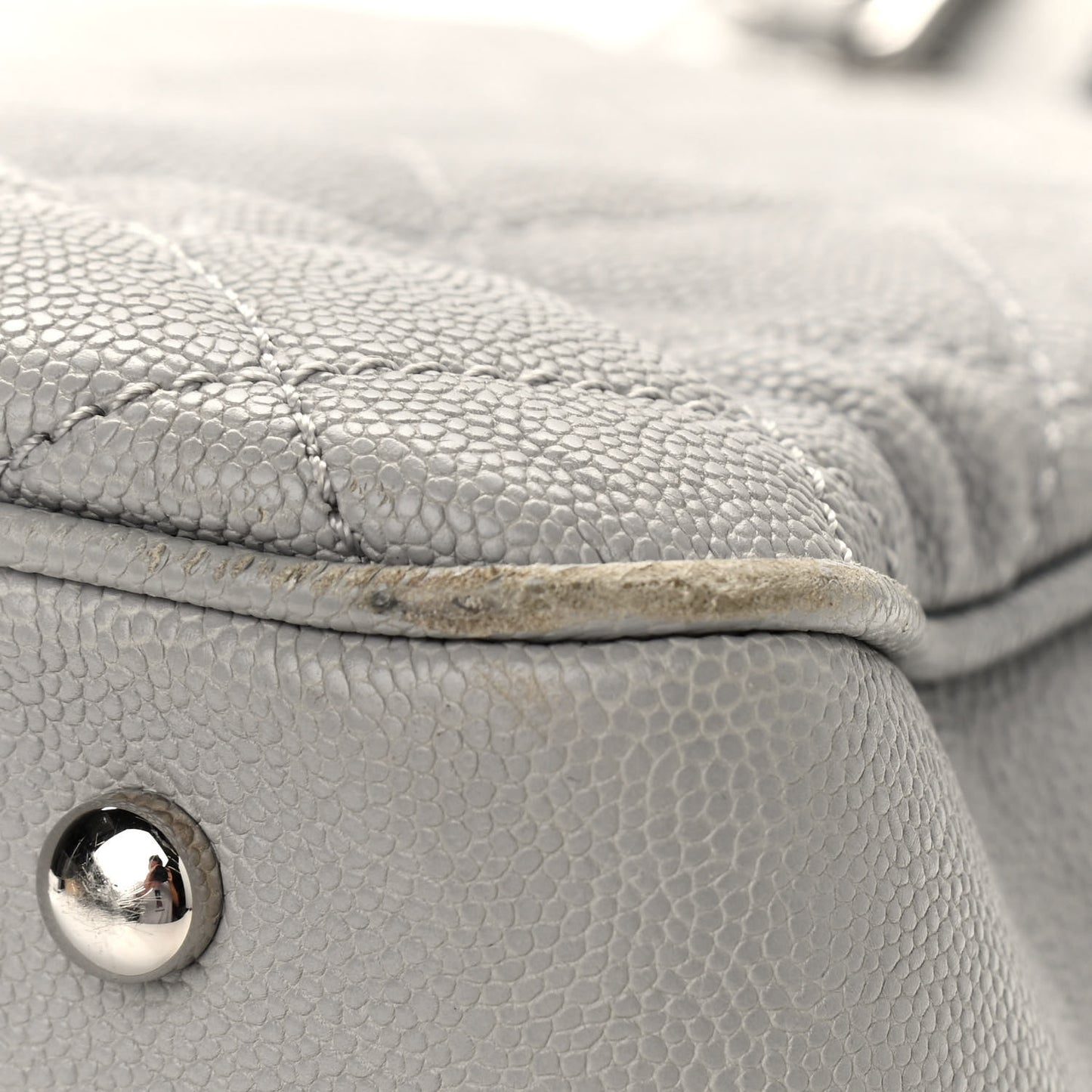 Caviar Quilted Large Urban Companion Top Handle Shopping Tote Grey