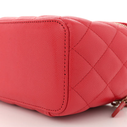 Chanel Caviar Quilted Small Vanity Case With Chain Red 10 of 11