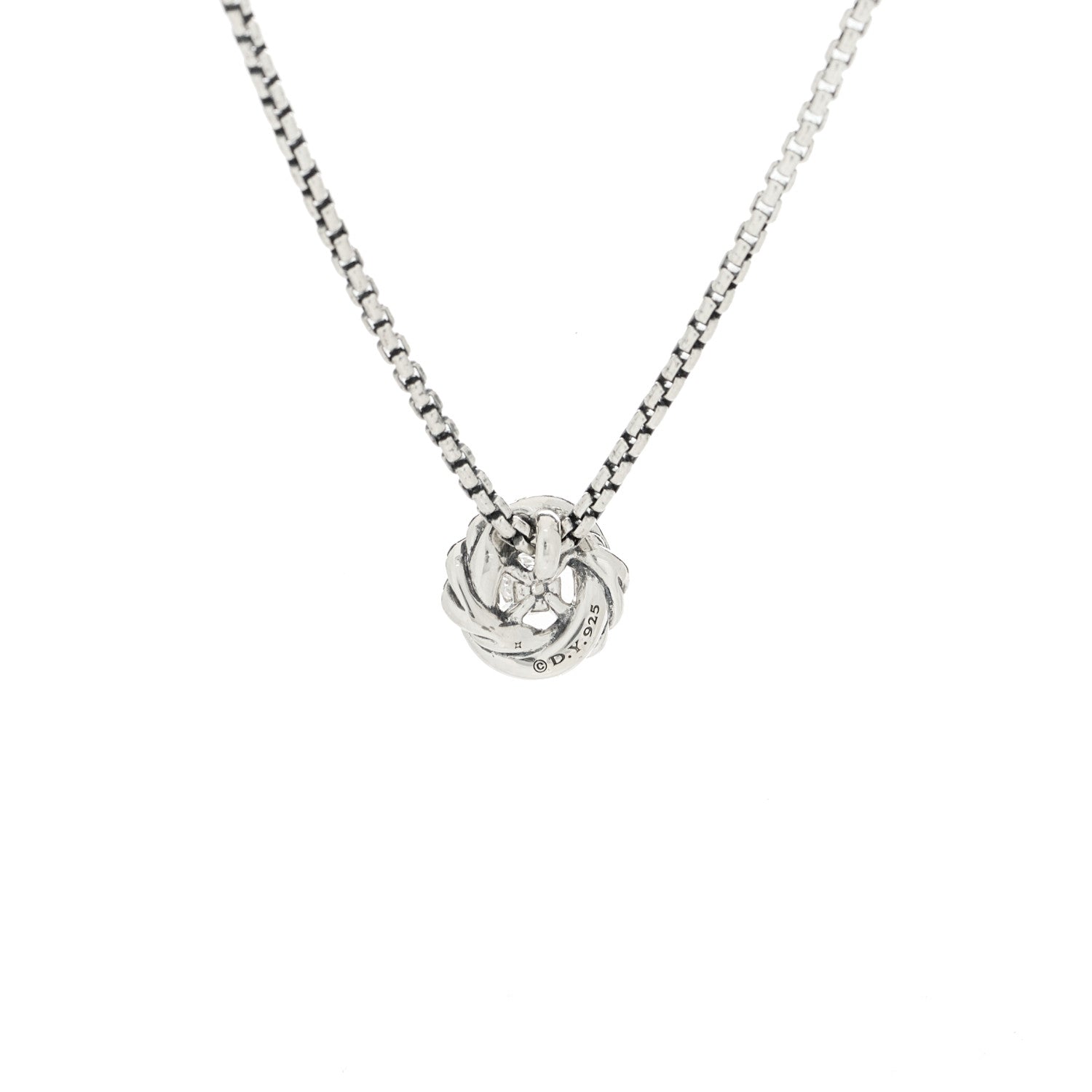 David Yurman Sterling Silver Diamond 8mm Petite Infinity Pendant Necklace 6 of 6