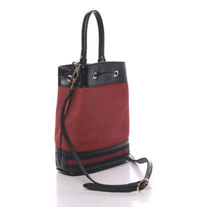 Gucci Suede Patent Web Small Ophidia Bucket Bag Hibiscus Red Black 3 of 10