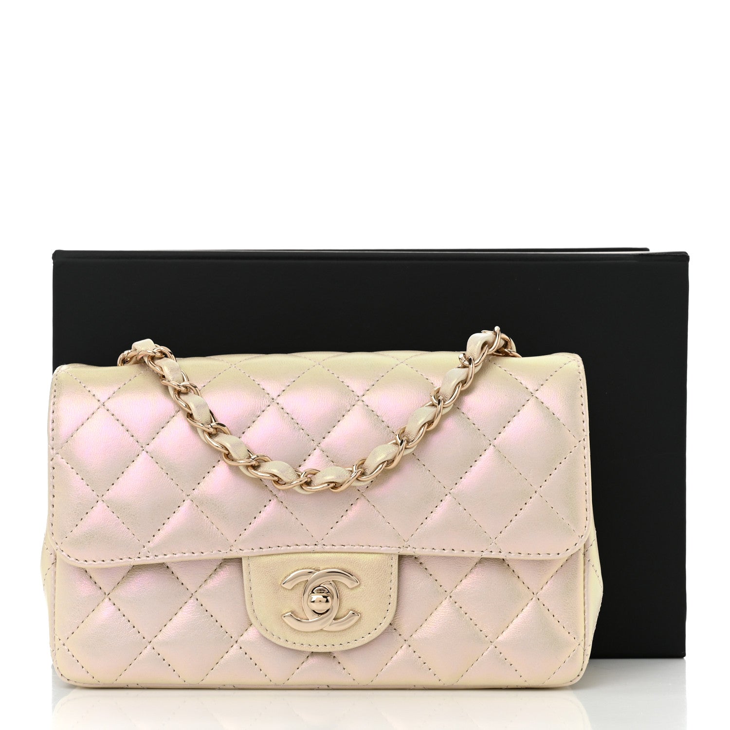 Chanel Iridescent Lambskin Quilted Mini Rectangular Flap Ivory 11 of 11