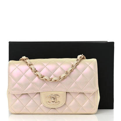 Chanel Iridescent Lambskin Quilted Mini Rectangular Flap Ivory 11 of 11