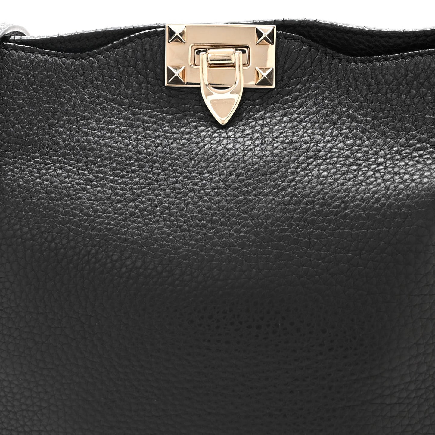 Pebbled Calfskin Small Rockstud Flip-Lock Messenger Bag Black