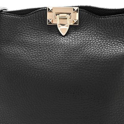 Valentino Garavani Pebbled Calfskin Small Rockstud Flip-Lock Messenger Bag Black 7 of 11