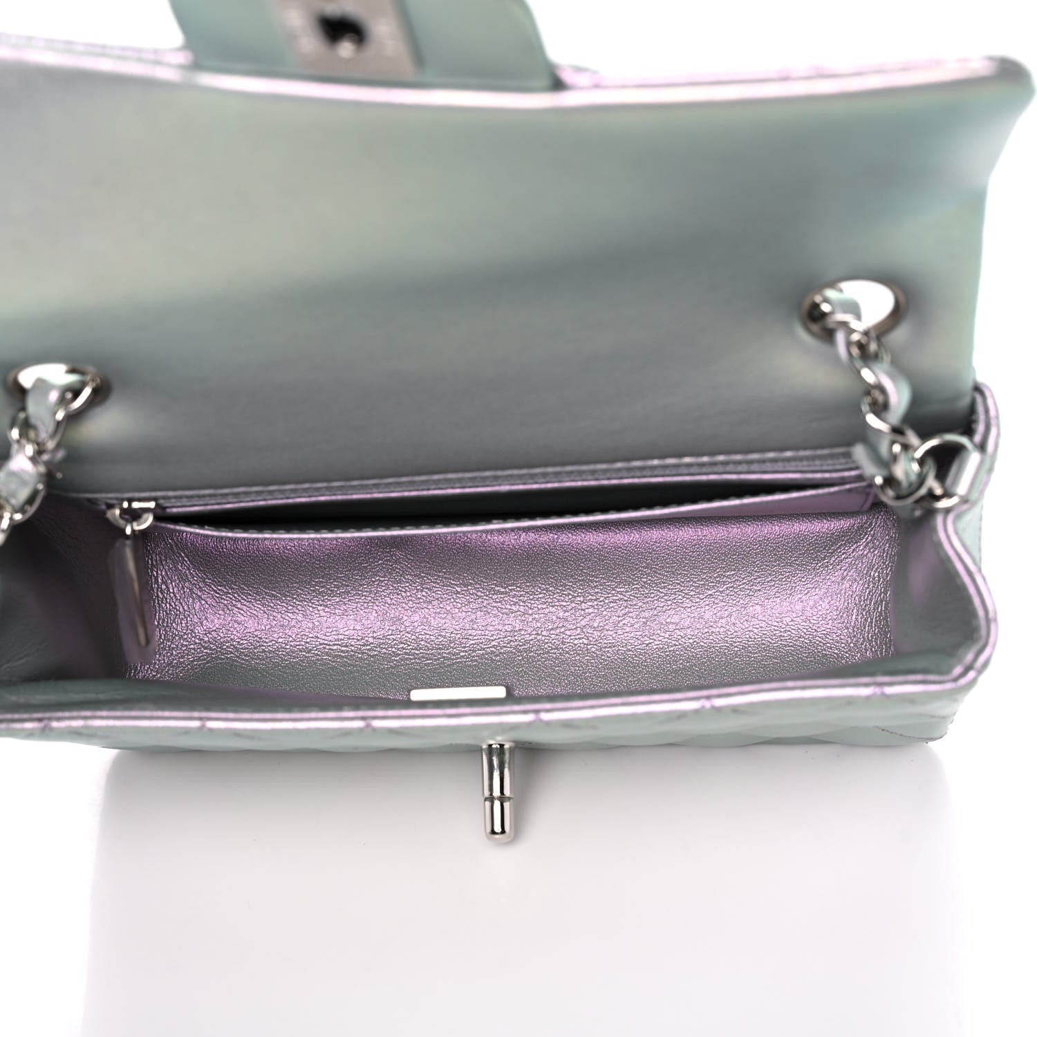 Chanel Iridescent Calfskin Quilted Mini Rectangular Flap Light Purple 5 of 12