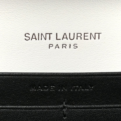 Saint Laurent Grain De Poudre Square Dot Print Monogram Chain Wallet White Matte Black 8 of 13