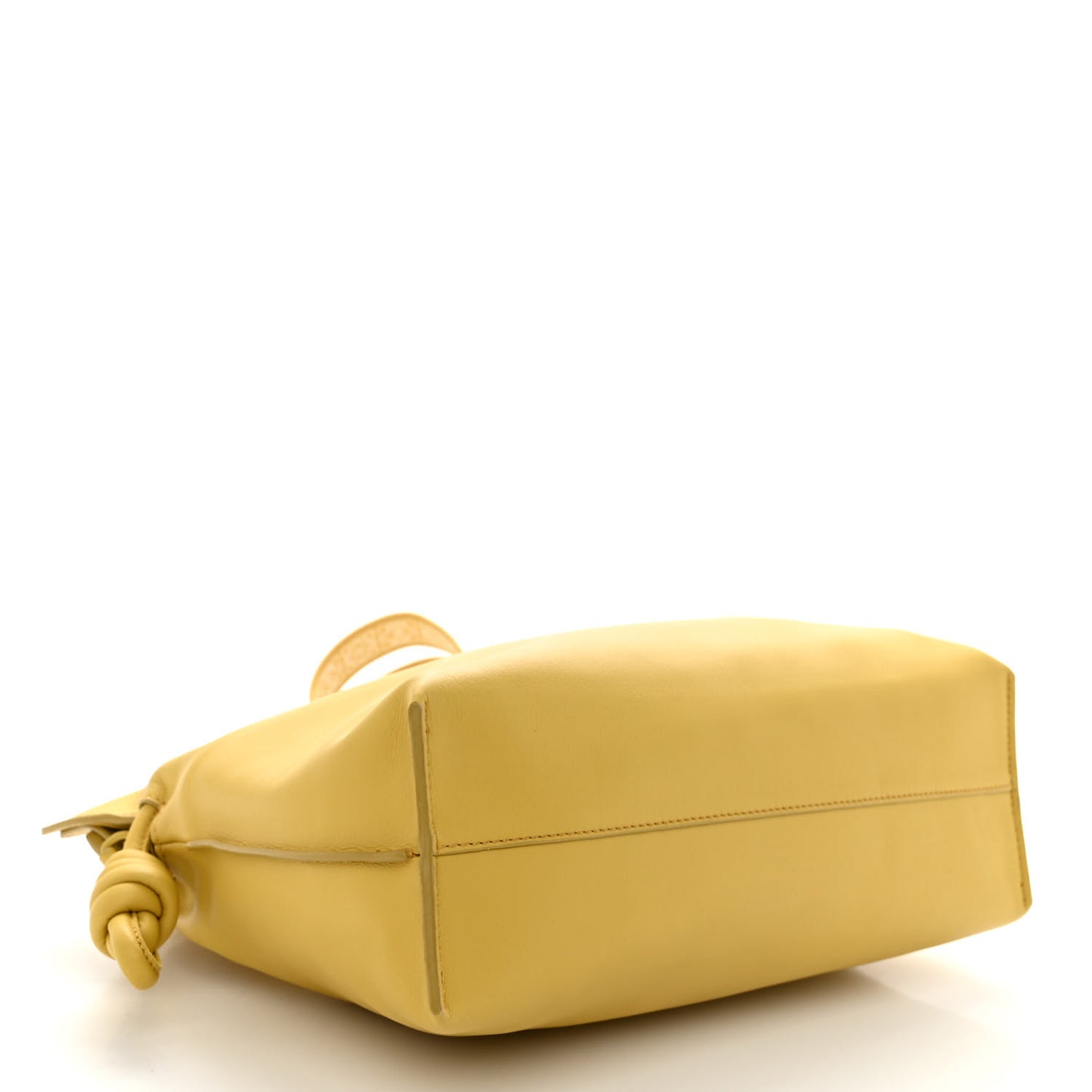 Calfskin Monochrome Flamenco Knot Clutch Pale Yellow Glaze