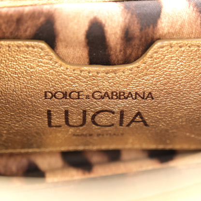 Dolce & Gabbana DOLCE & GABBANA Metallic Calfskin Crystal Embellished Lucia Shoulder Bag Gold Multicolor 6 of 13