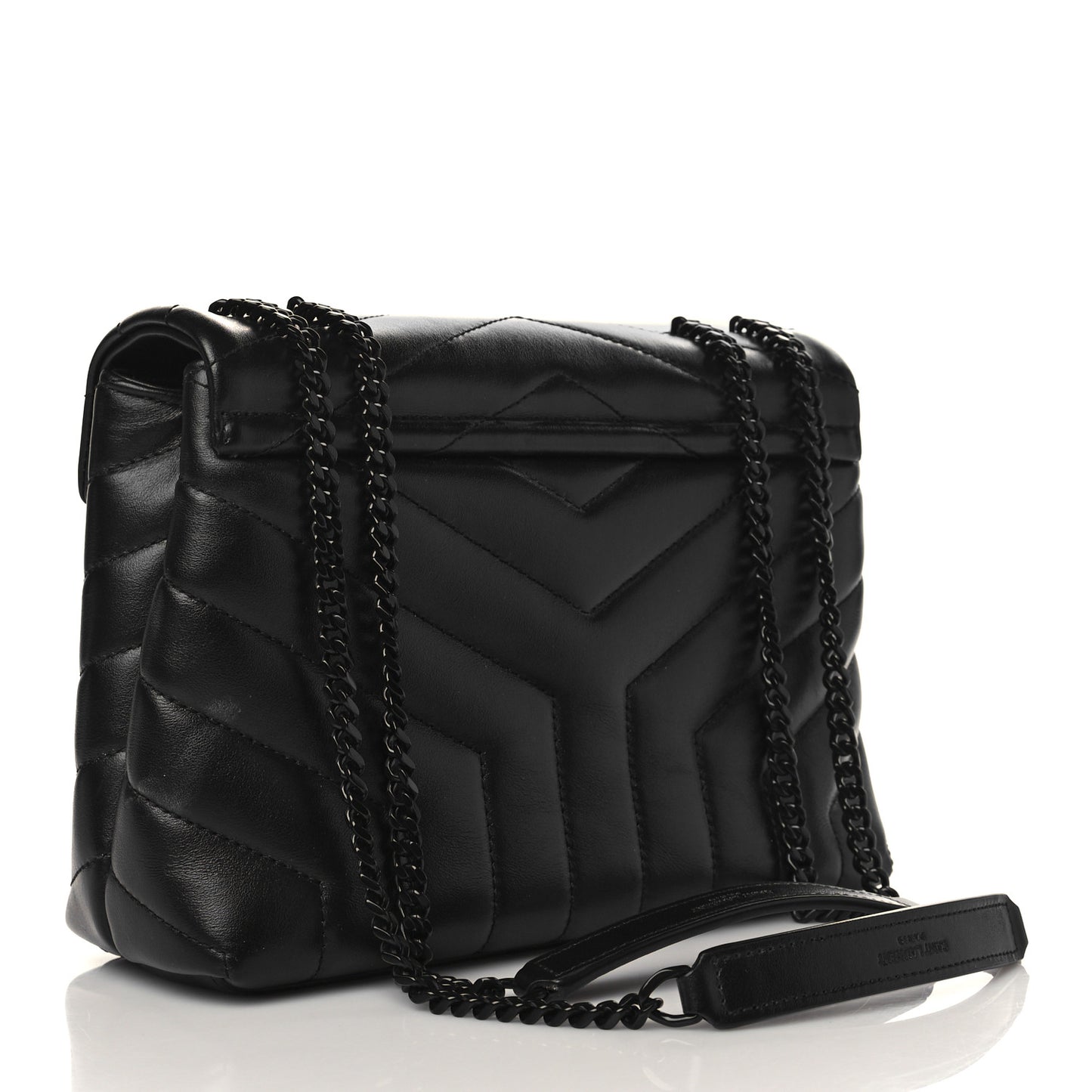 Calfskin Y Quilted Monogram Monochrome Small Loulou Chain Satchel Black