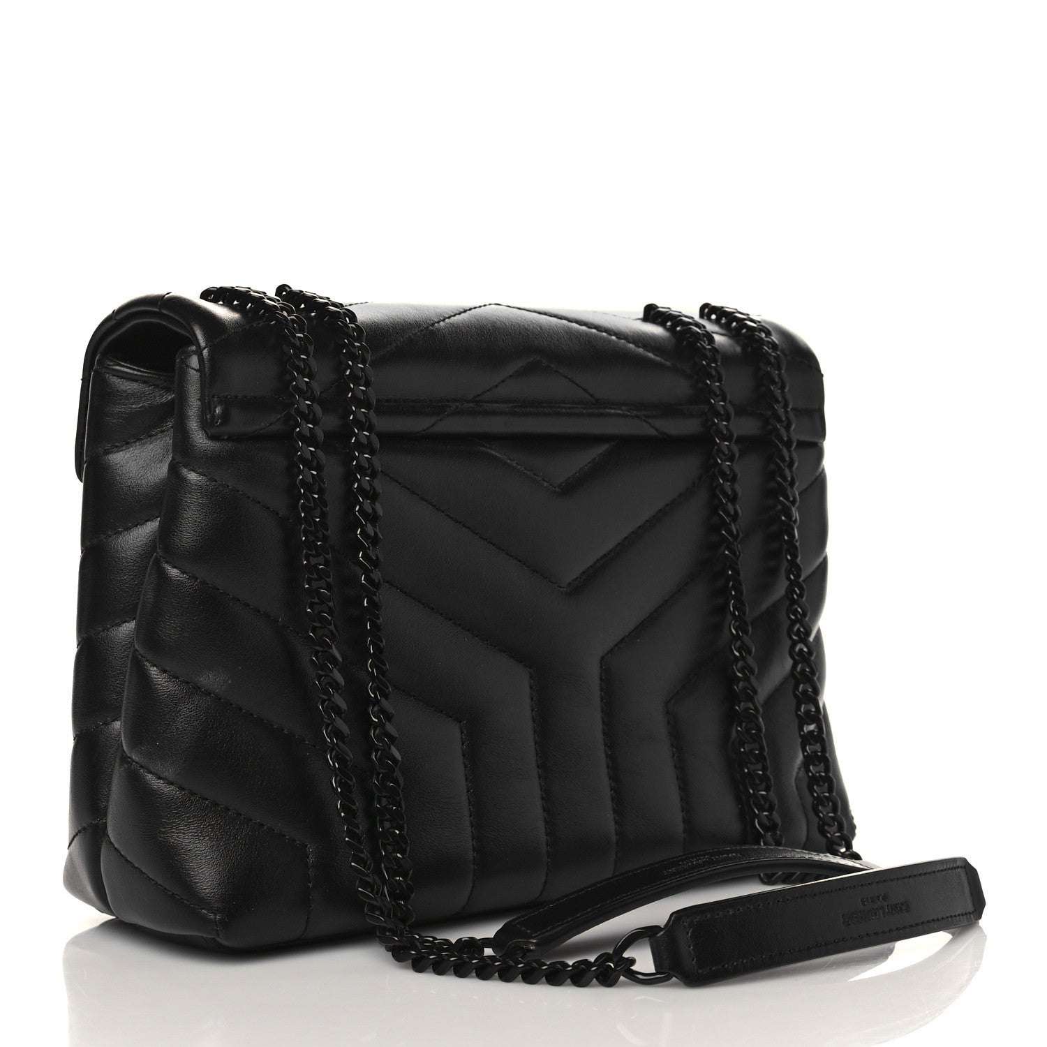 Saint Laurent Calfskin Y Quilted Monogram Monochrome Small Loulou Chain Satchel Black 3 of 9