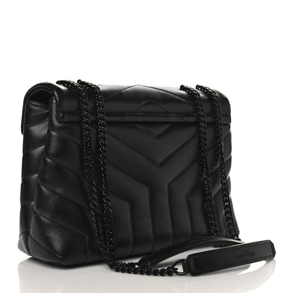 Saint Laurent Calfskin Y Quilted Monogram Monochrome Small Loulou Chain Satchel Black 3 of 9