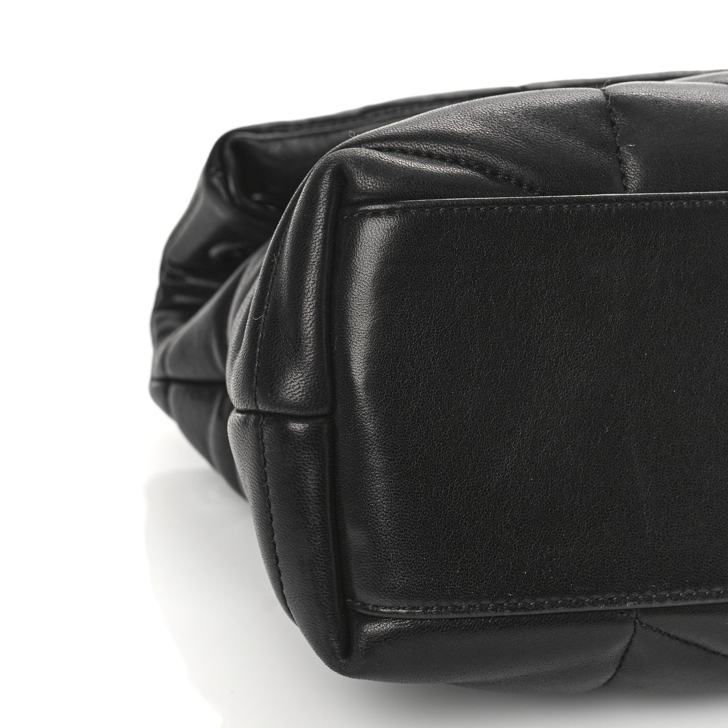 Lambskin Quilted Monogram Monochrome Small Loulou Puffer Chain Satchel Black
