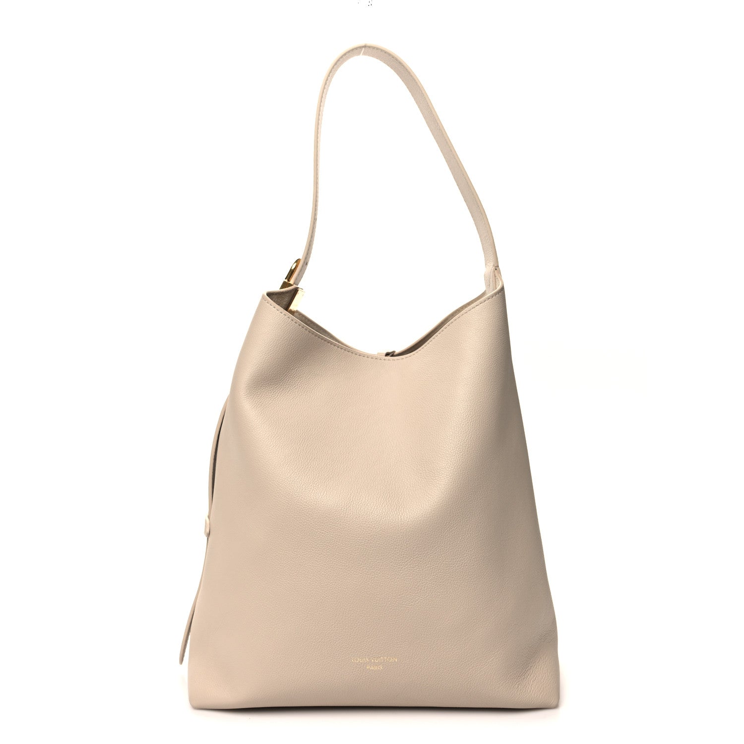 Louis Vuitton LOUIS VUITTON Grained Calfskin Low Key Hobo MM Limestone 1 of 12