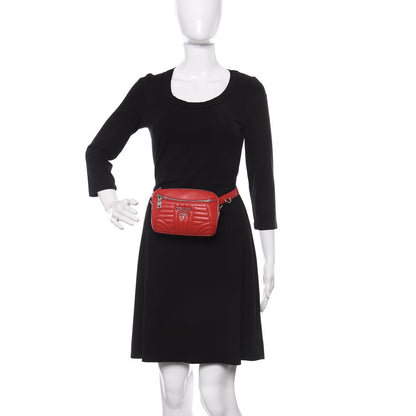 Prada Soft Calfskin Impunture Diagramme Belt Bag Rosso 2 of 10