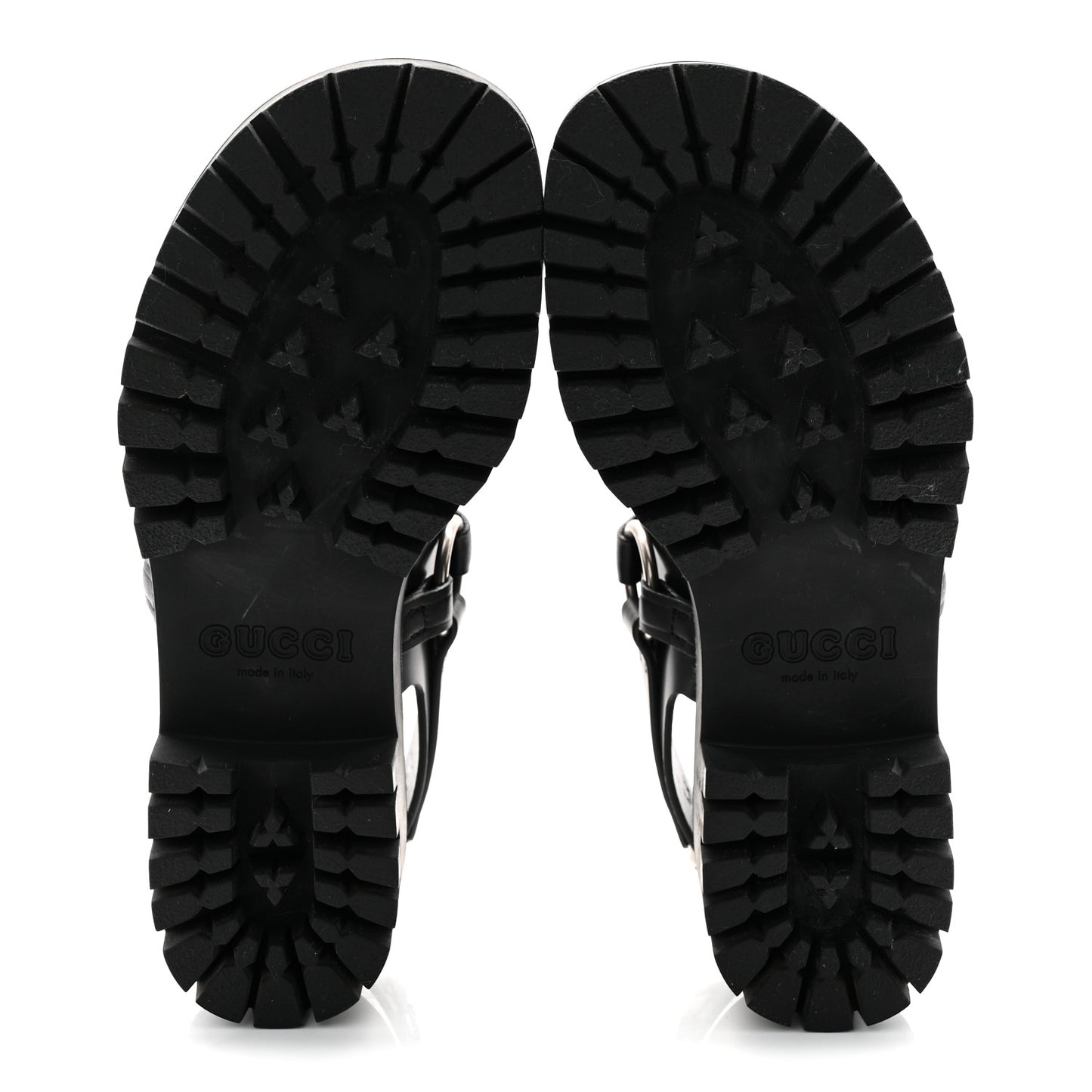 Calfskin Horsebit Bria Lug Sole Sandals 35.5 Black