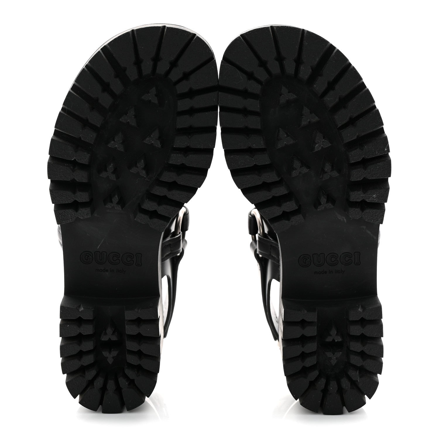 Gucci Calfskin Horsebit Bria Lug Sole Sandals 35.5 Black 6 of 9