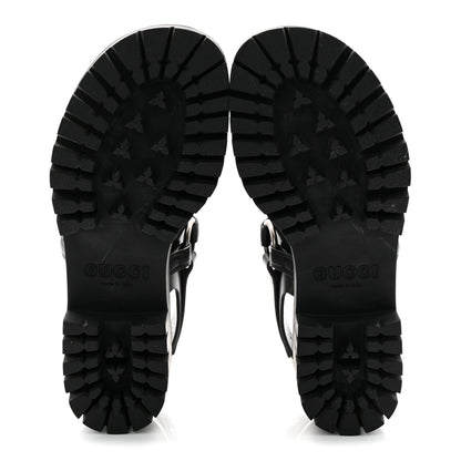 Gucci Calfskin Horsebit Bria Lug Sole Sandals 35.5 Black 6 of 9