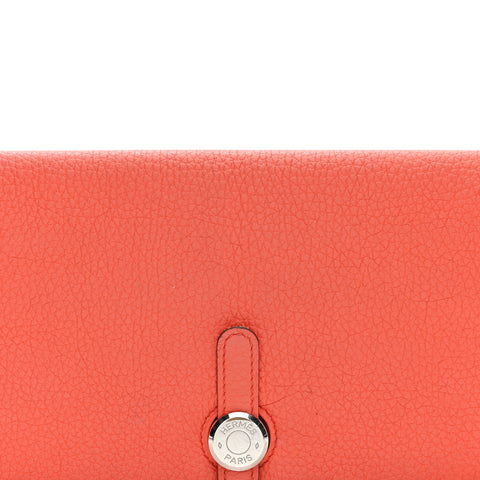 Togo Dogon Recto Verso Wallet Orange Poppy Rose Candy