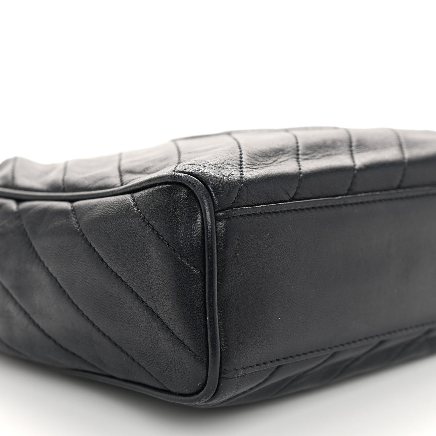Lambskin Chevron Quilted Tassel Camera Case Navy