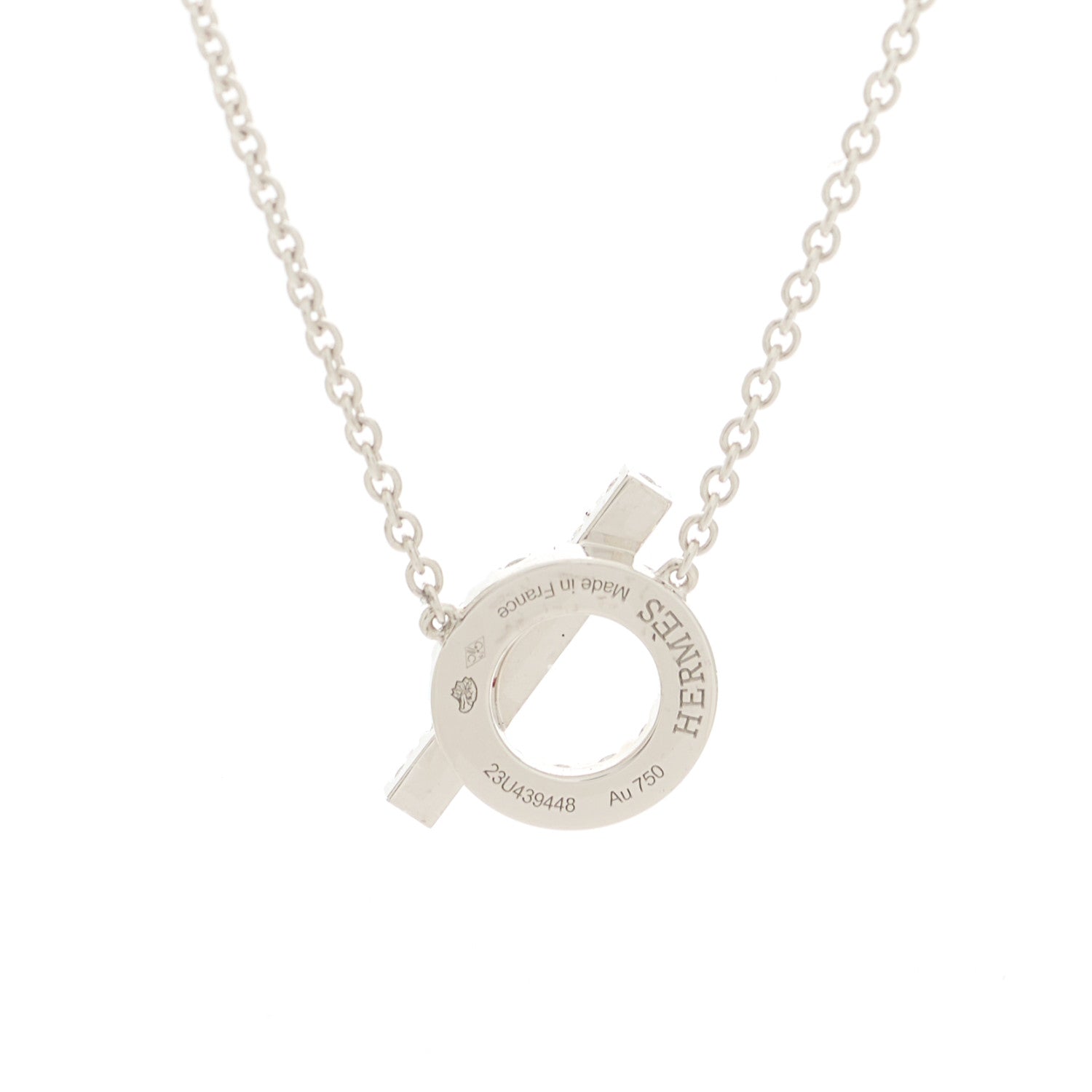 Hermes 18K White Gold Diamond Finesse Pendant Necklace 8 of 12
