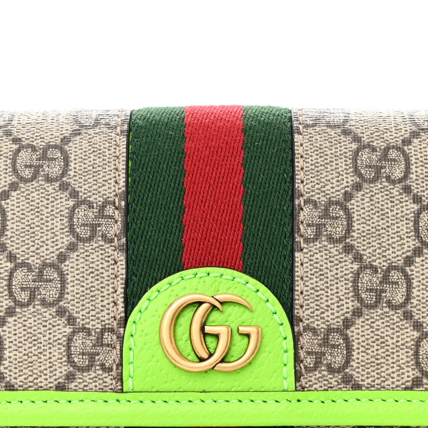 Gucci GG Supreme Monogram Web Small Ophidia Belt Bag Beige Ebony Electric Green 8 of 10