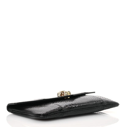 Gucci Snakeskin Rajah Broadway Envelope Clutch Black 4 of 11
